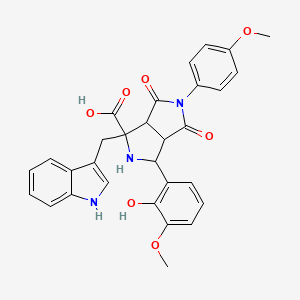 3-(2-hydroxy-3-methoxyphenyl)-1-(1H-indol-3-ylmethyl)-5-(4-methoxyphenyl)-4,6-dioxooctahydropyrrolo[3,4-c]pyrrole-1-carboxylic acid