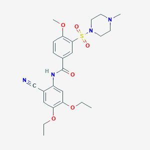 molecular formula C24H30N4O6S B11078667 N-(2-cyano-4,5-diethoxyphenyl)-4-methoxy-3-[(4-methylpiperazin-1-yl)sulfonyl]benzamide 