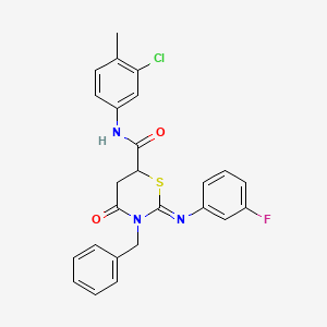 molecular formula C25H21ClFN3O2S B11078702 (2Z)-3-benzyl-N-(3-chloro-4-methylphenyl)-2-[(3-fluorophenyl)imino]-4-oxo-1,3-thiazinane-6-carboxamide 