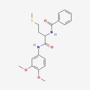 molecular formula C20H24N2O4S B11078763 N-{1-[(3,4-dimethoxyphenyl)amino]-4-(methylsulfanyl)-1-oxobutan-2-yl}benzamide 