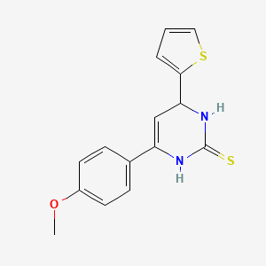 molecular formula C15H14N2OS2 B11078772 6-(4-methoxyphenyl)-4-(thiophen-2-yl)-3,4-dihydropyrimidine-2(1H)-thione 