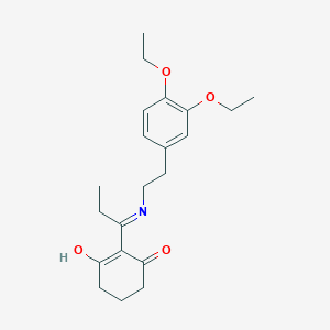 molecular formula C21H29NO4 B11078777 Cyclohexane-1,3-dione, 2-[1-[2-(3,4-diethoxyphenyl)ethylamino]propylidene]- 