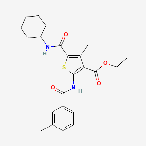 molecular formula C23H28N2O4S B11078801 Ethyl 5-(cyclohexylcarbamoyl)-4-methyl-2-{[(3-methylphenyl)carbonyl]amino}thiophene-3-carboxylate 