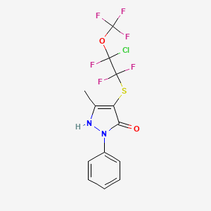 molecular formula C13H9ClF6N2O2S B11078809 4-[2-chloro-1,1,2-trifluoro-2-(trifluoromethoxy)ethyl]sulfanyl-5-methyl-2-phenyl-1H-pyrazol-3-one CAS No. 339349-40-5