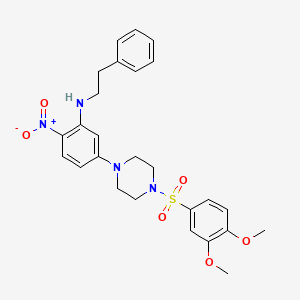 5-{4-[(3,4-dimethoxyphenyl)sulfonyl]piperazin-1-yl}-2-nitro-N-(2-phenylethyl)aniline