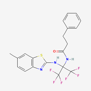 N-{1,1,1,3,3,3-hexafluoro-2-[(6-methyl-1,3-benzothiazol-2-yl)amino]propan-2-yl}-3-phenylpropanamide