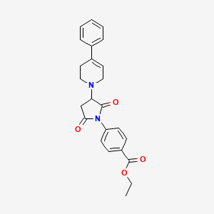 molecular formula C24H24N2O4 B11078869 ethyl 4-[2,5-dioxo-3-(4-phenyl-3,6-dihydropyridin-1(2H)-yl)pyrrolidin-1-yl]benzoate 