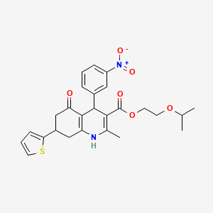 2-(Propan-2-yloxy)ethyl 2-methyl-4-(3-nitrophenyl)-5-oxo-7-(thiophen-2-yl)-1,4,5,6,7,8-hexahydroquinoline-3-carboxylate