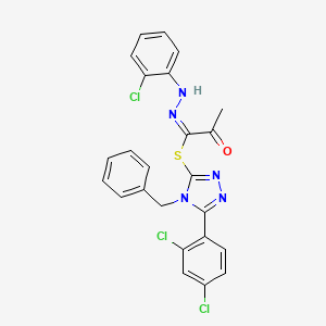 molecular formula C24H18Cl3N5OS B11078896 4-benzyl-5-(2,4-dichlorophenyl)-4H-1,2,4-triazol-3-yl (1E)-N-(2-chlorophenyl)-2-oxopropanehydrazonothioate 