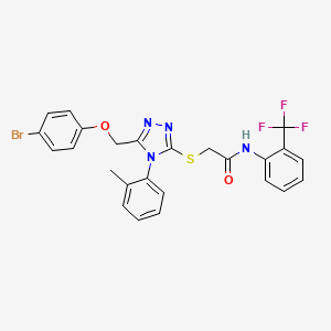 molecular formula C25H20BrF3N4O2S B11078902 2-({5-[(4-bromophenoxy)methyl]-4-(2-methylphenyl)-4H-1,2,4-triazol-3-yl}sulfanyl)-N-[2-(trifluoromethyl)phenyl]acetamide 