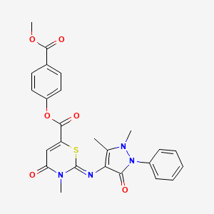 4-(methoxycarbonyl)phenyl (2Z)-2-[(1,5-dimethyl-3-oxo-2-phenyl-2,3-dihydro-1H-pyrazol-4-yl)imino]-3-methyl-4-oxo-3,4-dihydro-2H-1,3-thiazine-6-carboxylate