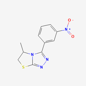 molecular formula C11H10N4O2S B11078933 5-Methyl-3-(3-nitrophenyl)-5,6-dihydro[1,3]thiazolo[2,3-c][1,2,4]triazole 