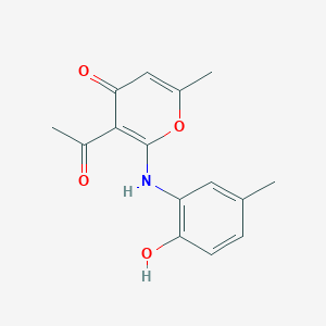 3-acetyl-2-[(2-hydroxy-5-methylphenyl)amino]-6-methyl-4H-pyran-4-one