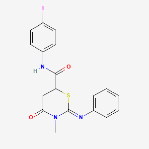 molecular formula C18H16IN3O2S B11078963 (2Z)-N-(4-iodophenyl)-3-methyl-4-oxo-2-(phenylimino)-1,3-thiazinane-6-carboxamide 