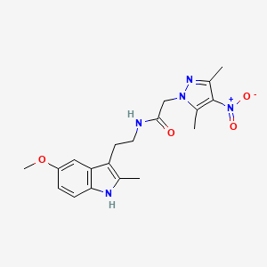 molecular formula C19H23N5O4 B11079040 2-(3,5-dimethyl-4-nitro-1H-pyrazol-1-yl)-N-[2-(5-methoxy-2-methyl-1H-indol-3-yl)ethyl]acetamide 