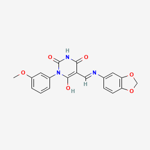 (5E)-5-[(1,3-benzodioxol-5-ylamino)methylidene]-1-(3-methoxyphenyl)pyrimidine-2,4,6(1H,3H,5H)-trione