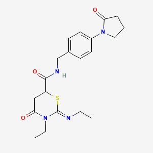 molecular formula C20H26N4O3S B11079102 (2Z)-3-ethyl-2-(ethylimino)-4-oxo-N-[4-(2-oxopyrrolidin-1-yl)benzyl]-1,3-thiazinane-6-carboxamide 