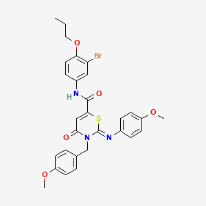 molecular formula C29H28BrN3O5S B11079103 (2E)-N-(3-bromo-4-propoxyphenyl)-3-(4-methoxybenzyl)-2-[(4-methoxyphenyl)imino]-4-oxo-3,4-dihydro-2H-1,3-thiazine-6-carboxamide 