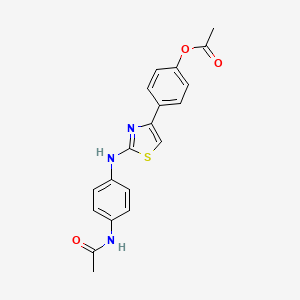 molecular formula C19H17N3O3S B11079110 4-(2-{[4-(Acetylamino)phenyl]amino}-1,3-thiazol-4-yl)phenyl acetate 