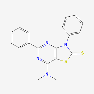 molecular formula C19H16N4S2 B11079116 7-(dimethylamino)-3,5-diphenyl[1,3]thiazolo[4,5-d]pyrimidine-2(3H)-thione 