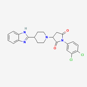 molecular formula C22H20Cl2N4O2 B11079118 3-[4-(1H-benzimidazol-2-yl)piperidin-1-yl]-1-(3,4-dichlorophenyl)pyrrolidine-2,5-dione 