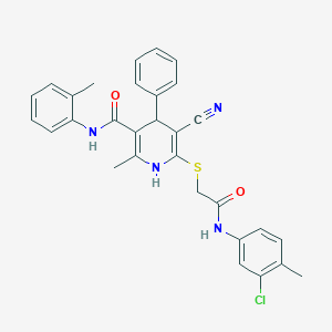 6-({2-[(3-chloro-4-methylphenyl)amino]-2-oxoethyl}sulfanyl)-5-cyano-2-methyl-N-(2-methylphenyl)-4-phenyl-1,4-dihydropyridine-3-carboxamide