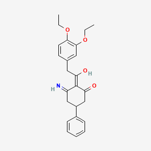 molecular formula C24H27NO4 B11079210 3-Amino-2-[(3,4-diethoxyphenyl)acetyl]-5-phenylcyclohex-2-en-1-one 