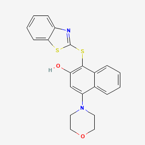 molecular formula C21H18N2O2S2 B11079211 1-(1,3-Benzothiazol-2-ylsulfanyl)-4-(morpholin-4-yl)naphthalen-2-ol 