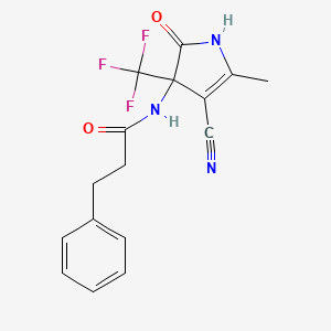 N-[4-cyano-5-methyl-2-oxo-3-(trifluoromethyl)-2,3-dihydro-1H-pyrrol-3-yl]-3-phenylpropanamide