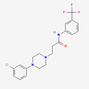 molecular formula C20H21ClF3N3O B11079253 3-[4-(3-chlorophenyl)piperazin-1-yl]-N-[3-(trifluoromethyl)phenyl]propanamide 