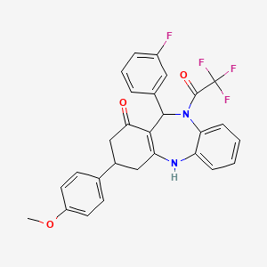 11-(3-fluorophenyl)-3-(4-methoxyphenyl)-10-(trifluoroacetyl)-2,3,4,5,10,11-hexahydro-1H-dibenzo[b,e][1,4]diazepin-1-one