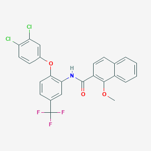 molecular formula C25H16Cl2F3NO3 B11079263 N-[2-(3,4-dichlorophenoxy)-5-(trifluoromethyl)phenyl]-1-methoxynaphthalene-2-carboxamide 