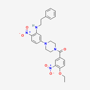 (4-Ethoxy-3-nitrophenyl)(4-{4-nitro-3-[(2-phenylethyl)amino]phenyl}piperazin-1-yl)methanone