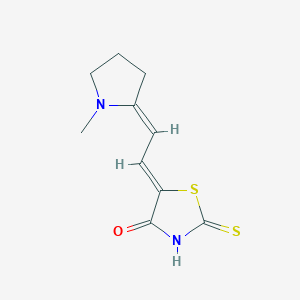 molecular formula C10H12N2OS2 B11079272 (5Z)-5-[(2Z)-2-(1-methylpyrrolidin-2-ylidene)ethylidene]-2-thioxo-1,3-thiazolidin-4-one 