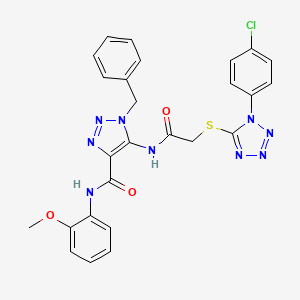 molecular formula C26H22ClN9O3S B11079294 1-benzyl-5-[({[1-(4-chlorophenyl)-1H-tetrazol-5-yl]sulfanyl}acetyl)amino]-N-(2-methoxyphenyl)-1H-1,2,3-triazole-4-carboxamide 