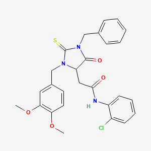 molecular formula C27H26ClN3O4S B11079314 2-[1-benzyl-3-(3,4-dimethoxybenzyl)-5-oxo-2-thioxoimidazolidin-4-yl]-N-(2-chlorophenyl)acetamide 