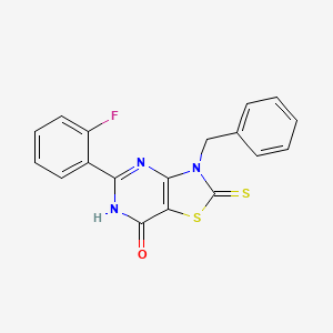 molecular formula C18H12FN3OS2 B11079324 3-benzyl-5-(2-fluorophenyl)-2-thioxo-2,3-dihydro[1,3]thiazolo[4,5-d]pyrimidin-7(6H)-one 