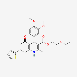 2-(Propan-2-yloxy)ethyl 4-(3,4-dimethoxyphenyl)-2-methyl-5-oxo-7-(thiophen-2-yl)-1,4,5,6,7,8-hexahydroquinoline-3-carboxylate