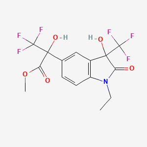 molecular formula C15H13F6NO5 B11079342 methyl 2-[1-ethyl-3-hydroxy-2-oxo-3-(trifluoromethyl)-2,3-dihydro-1H-indol-5-yl]-3,3,3-trifluoro-2-hydroxypropanoate 