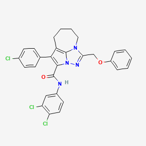 4-(4-chlorophenyl)-N-(3,4-dichlorophenyl)-1-(phenoxymethyl)-5,6,7,8-tetrahydro-2,2a,8a-triazacyclopenta[cd]azulene-3-carboxamide