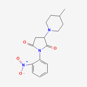 molecular formula C16H19N3O4 B11079396 3-(4-Methylpiperidin-1-yl)-1-(2-nitrophenyl)pyrrolidine-2,5-dione 