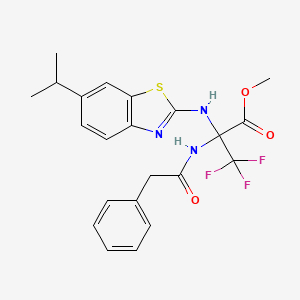 molecular formula C22H22F3N3O3S B11079465 Methyl 3,3,3-trifluoro-2-[(6-isopropyl-1,3-benzothiazol-2-YL)amino]-2-[(2-phenylacetyl)amino]propanoate 