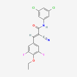 molecular formula C18H12Cl2I2N2O2 B11079476 (2E)-2-cyano-N-(3,5-dichlorophenyl)-3-(4-ethoxy-3,5-diiodophenyl)prop-2-enamide 