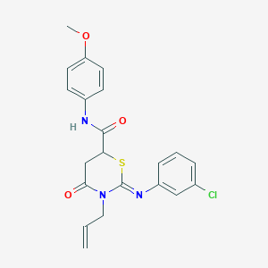 molecular formula C21H20ClN3O3S B11079506 (2Z)-2-[(3-chlorophenyl)imino]-N-(4-methoxyphenyl)-4-oxo-3-(prop-2-en-1-yl)-1,3-thiazinane-6-carboxamide 