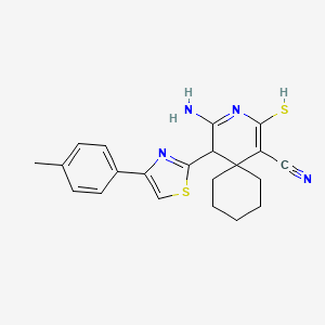 molecular formula C21H22N4S2 B11079543 4-Imino-5-[4-(4-methylphenyl)-1,3-thiazol-2-yl]-2-sulfanyl-3-azaspiro[5.5]undec-1-ene-1-carbonitrile 