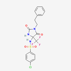 4-chloro-N-[2,5-dioxo-1-(2-phenylethyl)-4-(trifluoromethyl)imidazolidin-4-yl]benzenesulfonamide