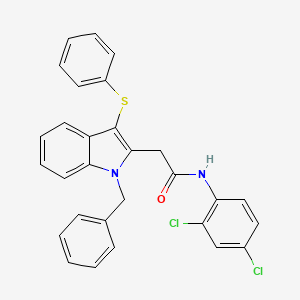 molecular formula C29H22Cl2N2OS B11079561 2-[1-benzyl-3-(phenylsulfanyl)-1H-indol-2-yl]-N-(2,4-dichlorophenyl)acetamide 