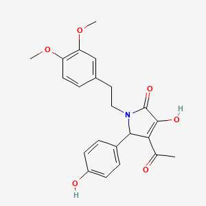 molecular formula C22H23NO6 B11079563 4-acetyl-1-[2-(3,4-dimethoxyphenyl)ethyl]-3-hydroxy-5-(4-hydroxyphenyl)-1,5-dihydro-2H-pyrrol-2-one 