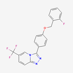 molecular formula C20H13F4N3O B11079566 3-{4-[(2-Fluorobenzyl)oxy]phenyl}-6-(trifluoromethyl)[1,2,4]triazolo[4,3-a]pyridine 