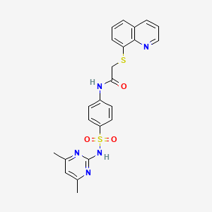 N-{4-[(4,6-dimethylpyrimidin-2-yl)sulfamoyl]phenyl}-2-(quinolin-8-ylsulfanyl)acetamide